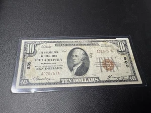 1929 $10 The Philadelphia National Bank Philadelphia Pennsylvania Charter #539 - Picture 1 of 2