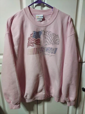 De Colección Nascar Racing EE. UU. y Nascar Bandera Mujer Grande Rosa Sudadera Estrás  Foto 1 de 4