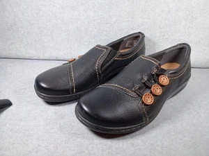 Clarks Schuhe, Damengröße 8, Obermaterial Leder, mit Knöpfen, schwarz - Bild 1 von 6