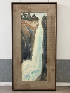 🔥 Vintage 1940s Early California Plein Air WATERFALL Landscape Painting, SIGNED - Picture 1 of 24