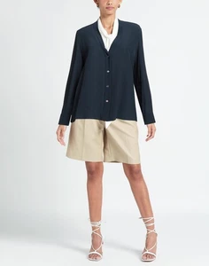 RRP€1020 LANVIN Silk Crepe Button-Up Shirt FR40 US8 UK10 L Blue Made in France - Picture 1 of 6