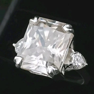 12 Ct Certified Treated Off White Diamond Solitaire Engagement Ring,925 Silver - Image 1 of 4