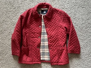 BURBERRY Children’s Quilted Jacket Red Coat Kids Girl Size 8 - Picture 1 of 11