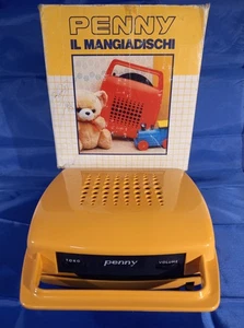 Mangiadischi Penny giallo corrente/batterie con scatola e dischi - Foto 1 di 2