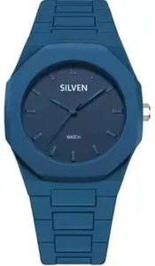 OROLOGIO DA POLSO UOMO DONNA BLU NAVY DESIGN MINIMAL MARCA SILVEN QUARZO - Picture 1 of 1