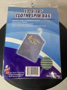 Wäscheklammer Tasche grün gestreift 11" x 14" waschbar Kunststoff Aufhänger Neu - Bild 1 von 2