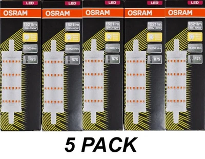 5 x 13W LED Linear Floodlight Globes Bulbs 118mm R7s Warm White 2700K 1521Lm - Image 1 of 4