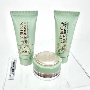 3x Clinique City Block Sheer Shimmer GOLDEN Moisturizer & Gold Dust Highlighter - Bild 1 von 5