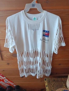 Tommy Hilfiger Vtg 90s Logo White Cutout T-Shirt Sz XL Acapulco Beach Cover up - Picture 1 of 6