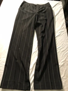 Willi Smith Womens Black Dress Pants Wide Leg Cuffed Pin Striped Size 8 - Picture 1 of 8