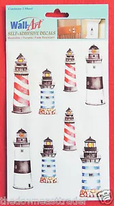 8 (1 Sheet) Wall Art Self Stick Adhesive Decals Lighthouse Decor Accents - Picture 1 of 1