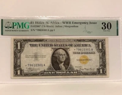 1935 A  SERIES  $ 1  NORTH  AFRICA  -  WW 2  EMERGENCY  ISSUE  STAR - VERY  RARE - Image 1 of 4