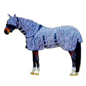 Zebra Fly Tappeti Pony Cavallo Lenzuolo Coda Pancia Coperta Collo Completo + Maschera Mosche - Foto 1 di 3