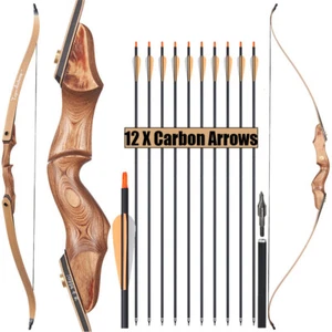 TOPARCHERY 60'' Archery Recurve Bow &12pcs Arrows for Right Hand Target Hunting - Picture 1 of 24