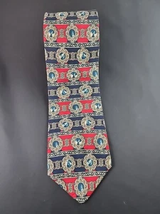 Lourie's Men's Silk Necktie; Red and Blue pattern; 60" x 3.5" - Picture 1 of 4