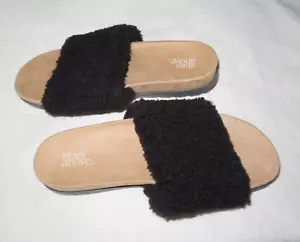 Neu ohne Etikett Sterne über Sophia Winter Lammfell schwarze Pantoletten Pantoletten Hausschuhe US 8 M - Bild 1 von 8