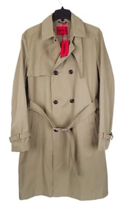 Hugo Boss Men's Regular-Fit Belted Water Repellant Raincoat Open Brown 46R NWT - Picture 1 of 9