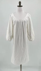 Vestido recto Diane von Furstenberg blanco tejido plisado manga abullonada talla 8 - Imagen 1 de 5