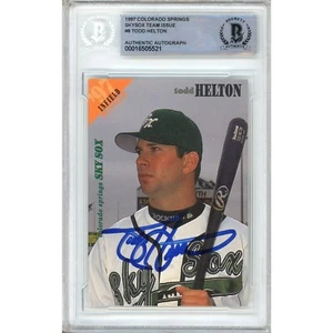 1997 Colorado Springs Skysox #8 Todd Helton Signed Card AUTO Beckett BAS Rockies - Picture 1 of 5