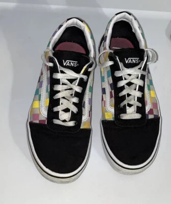Vans Old Skool Missy Zapatos a Cuadros Juveniles Talla 4 Arco Iris Zapatos Niñas Foto 1 de 4