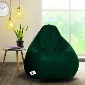 Extra Soft Leather Dark Green Tear Drop Bean Bag Cover for Home Office Indoor - Picture 1 of 4