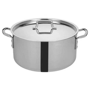 Winco Stock Pots 9.3"HX15.0"W 20 qt. Triply Stainless Steel Cylinder W/ Cover - Picture 1 of 1