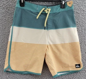 Quicksilver Surfsilk Boardshort Boys 29 Sea Green Back Flap Pocket Drawcord Logo - Picture 1 of 16