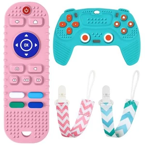 2pcs Silicone Baby Teething Toys Remote Control Shape Teething Toys And Game Con - Picture 1 of 7