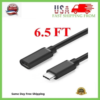 1/3/6 Feet Type C USB 3.1 Male to USB-C Female Extension Data Cable Cord Black - Image 1 of 4
