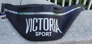 Victoria's Secret Sport Black Fanny Pack Waist Bag Adjustable Iridescent Zipper - Picture 1 of 23
