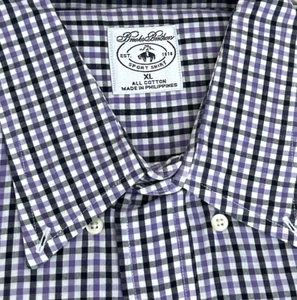 Brooks Brothers Sport Hemd Knopfleiste Herren XL lila kariert langarm - Bild 1 von 5