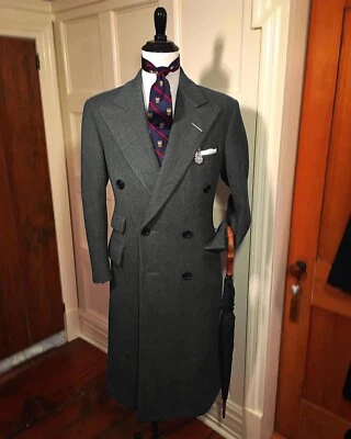 Peak лацкан Мужская пальто длинный зимний твид кашемир повседневный открытый износ пальто - Изображение 1 из 4