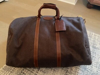 FRENCH LUGGAGE CO (CA, USA) Vintage Herringbone Leather Duffle Bag - Image 1 of 4