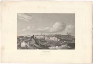 Vista stampa incisa XIX secolo da Fort Du Moulin (Dumoulin) città di Lussemburgo - Foto 1 di 2
