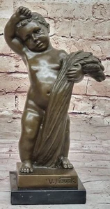 FIGURA DESNUDA Hombre NIÑO JOVEN ESTATUA DE BRONCE FIGURA ART DECO ESCULTURA Firmada - Imagen 1 de 10