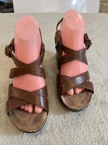Sandali zoccoli zeppa con cinturino in pelle marrone antico Dansko Frida EU40 US 9-9,5 scarpe - Foto 1 di 12