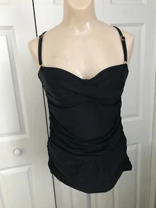 Athena Women's Black Finesse Shirred Front Swim One Piece Bathing Size 6 - Picture 1 of 4