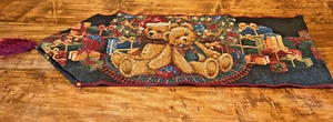 13" x 70" Christmas Table Runner Tapestry Teddy Bears Christmas Trees Gifts - Picture 1 of 8