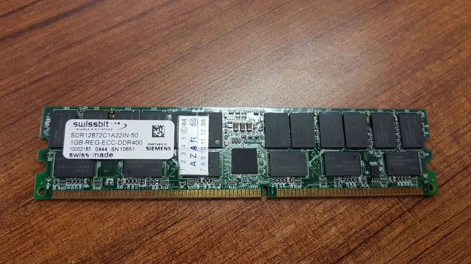 LOT OF 2 PCS. SWISSBIT SDR12872C1A22IN-50 1GB-REG-ECC-DDR400 - Image 1 of 1