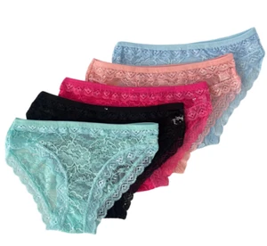 5 Women Sexy Lace Underwear Panties Brief Bikini Knickers Thongs G-string F308 - Picture 1 of 6