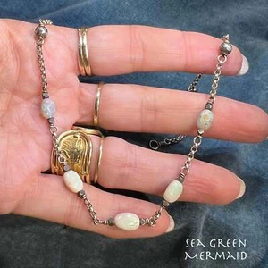 Collana catena stazione opale australiano. Argento 925 *Video* - Foto 1 di 12
