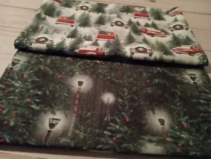 2 Stück Weihnachten Stoff Konvolut Laternenmasten rot LKW Stoffreste Schrott - Bild 1 von 3
