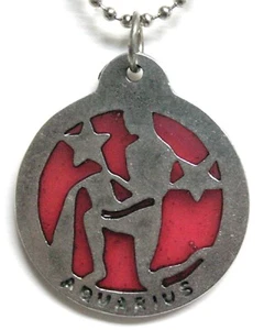Windows to Stars pendant - Aquarius (January 21-February 19) rose colored resin - Picture 1 of 2
