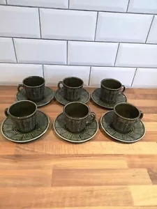 RETRO Tams Green Coffee/tea Cups and Saucers Set of 6 C3 - Picture 1 of 16