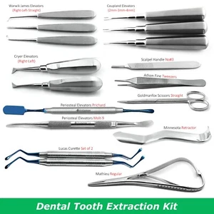 17-teiliges Parodontal-Zahnextraktions-Aufzüge-Set Dental Oralchirurgie Instrumente - Bild 1 von 12