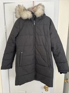 HFX womens long faux fur hooded water resistant parka jacket in Black size S - Picture 1 of 10