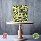 Green Camouflage Pattern wrap around edible cake topper ICING / WAFER