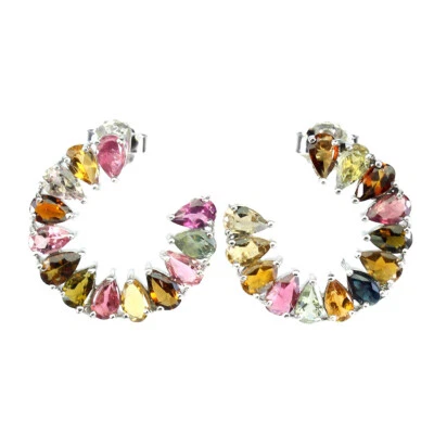 Brincos de prata 925 dos namorados turmalina de pera joias de pedra preciosa natural - Imagem 1 de 4