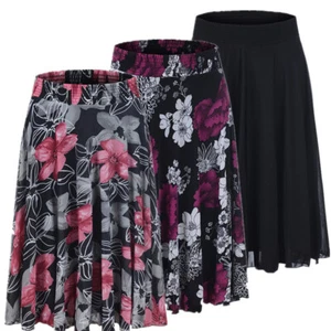 Summer Women's Fashion Print Elastic Waist Large Skirt Casual Pleated Skirt - Picture 1 of 32