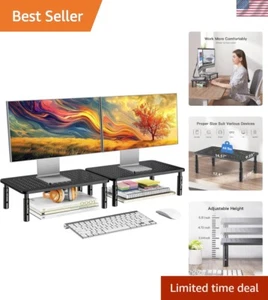 Height Adjustable Monitor Stand – Ergonomic Riser for Dual Monitor Setup, 2 Pack - Afbeelding 1 van 10